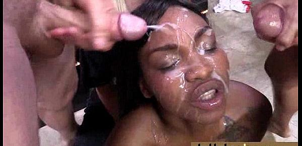  Ebony girl gang banged and covered in cum 18